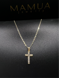 Cruz de Zirconia con Cadenita 10k