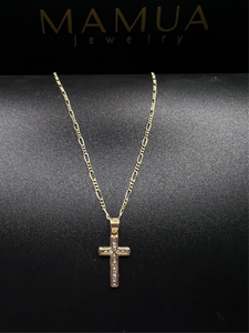 Cruz de Zirconia con Cadenita 10k